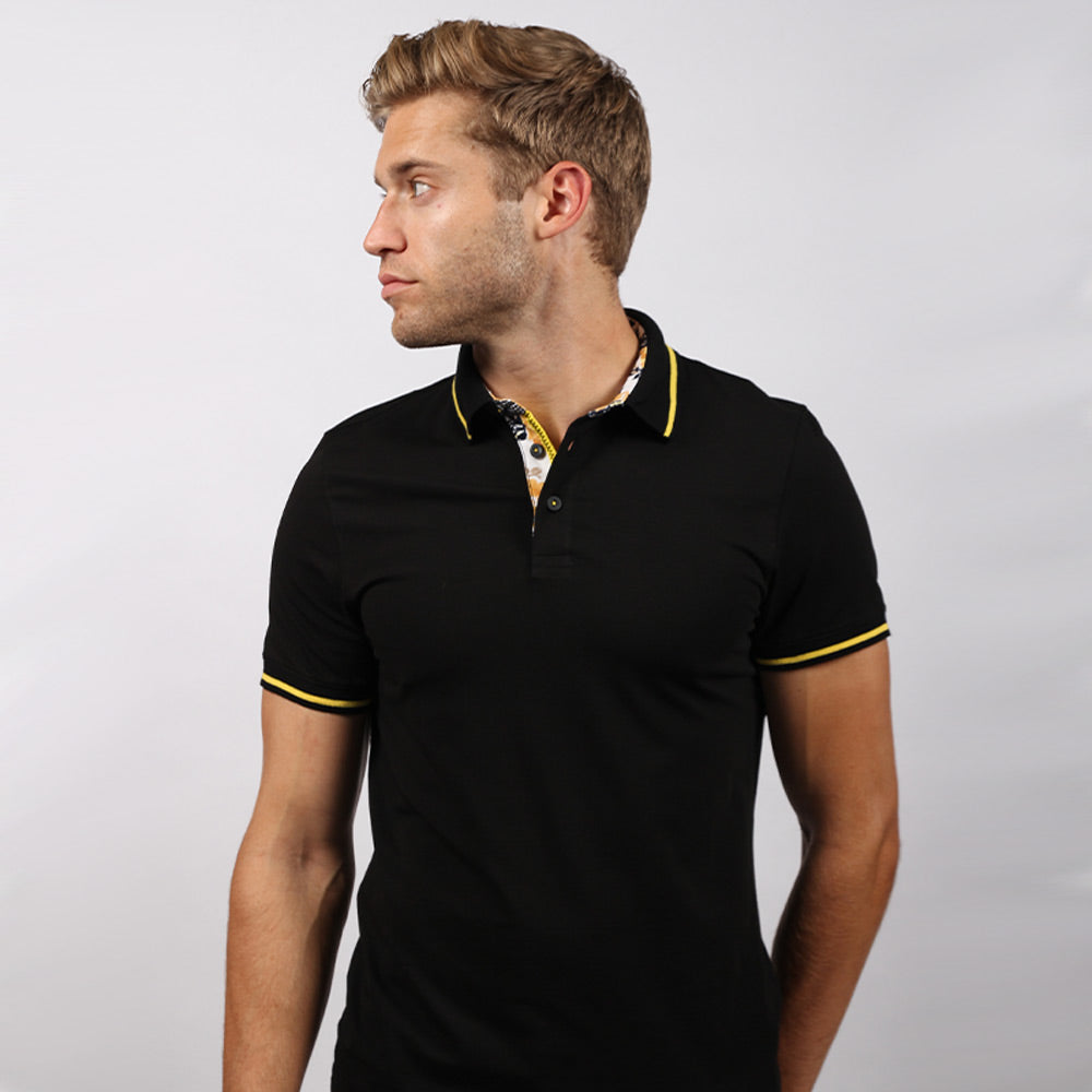 Black Polo Shirt With Trim Polos EightX   
