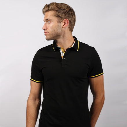 Black Polo Shirt With Trim Polos EightX