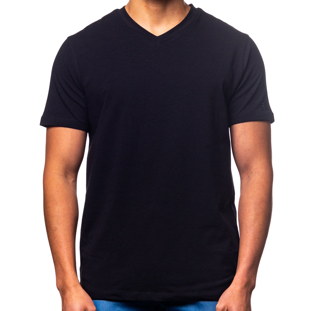 Essential V Neck T-Shirt - Black T-Shirts Eight-X   