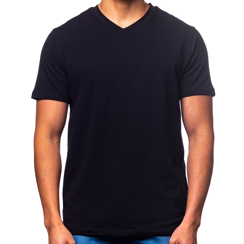 Essential V Neck T-Shirt - Black T-Shirts Eight-X   