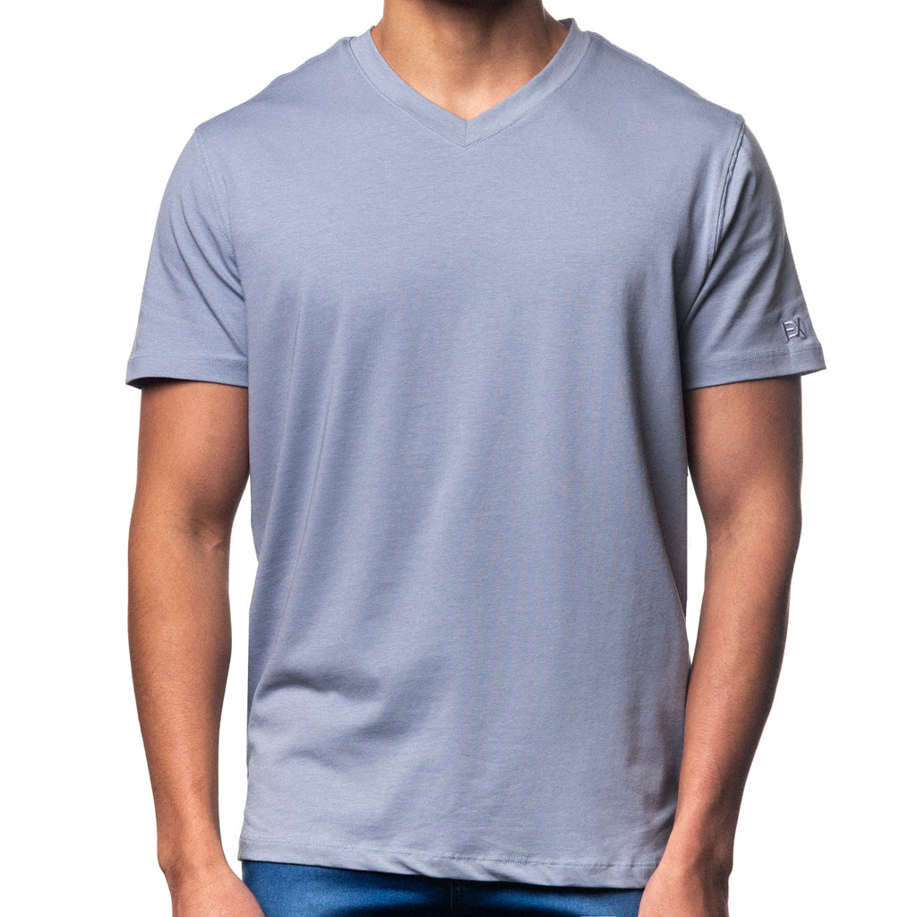 essential cotton v neck in grey