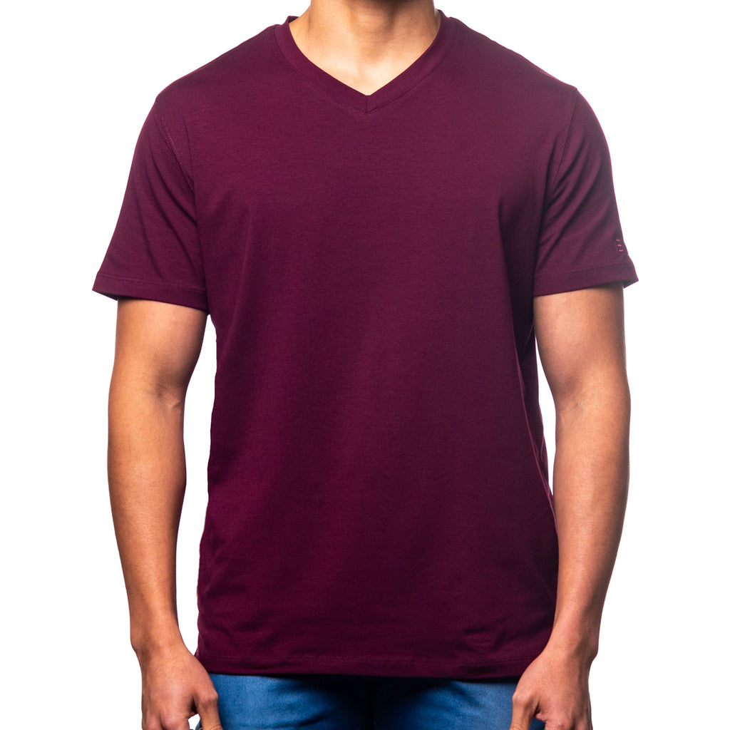 Essential V Neck T-Shirt - Burgundy T-Shirts Eight-X   