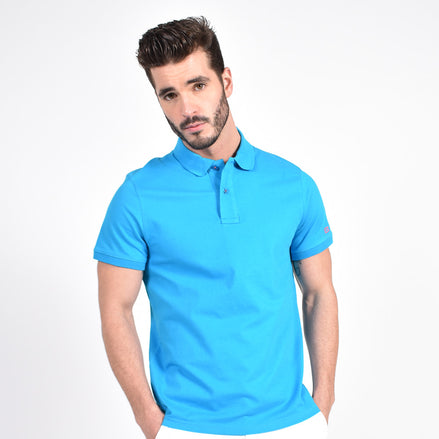 Blue Polo with Orange EX Logo Shirts Eight-X